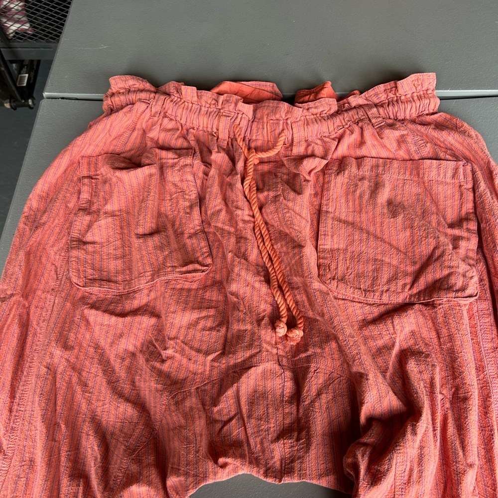 Free People Coral Pink Wide Leg Drawstring Pants - Picture 3 of 9